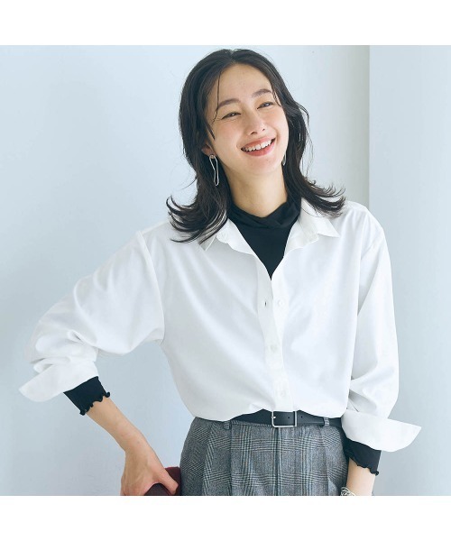 Belle Maison(ベルメゾン)の「レギュラーカラーシャツ【乾燥機OK】(シャツ/ブラウス・レディース・オフホワイト/ネイビー系/ブラック系・M/S/3L/LL/L)」の6枚目の写真