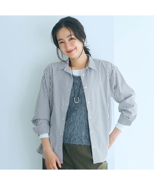 Belle Maison(ベルメゾン)の「レギュラーカラーシャツ【乾燥機OK】(シャツ/ブラウス・レディース・オフホワイト/ネイビー系/ブラック系・M/S/3L/LL/L)」の8枚目の写真