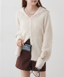 ふわシャギーハイネックカーディガン
