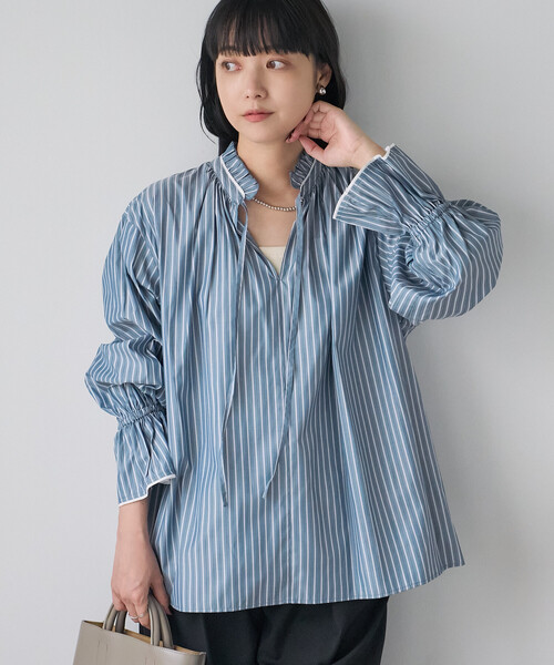FREAK'S STORE(フリークスストア)の「フリル襟ブラウス(シャツ/ブラウス・レディース・ブルー/オフホワイト/ネイビー・フリ-)」の14枚目の写真