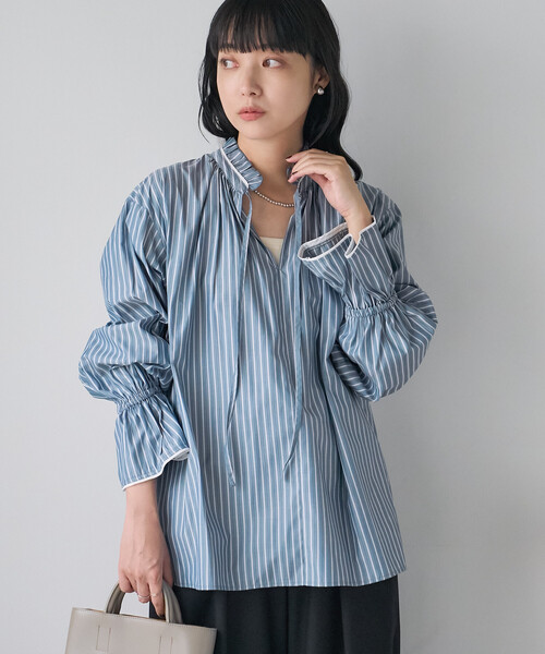 FREAK'S STORE(フリークスストア)の「フリル襟ブラウス(シャツ/ブラウス・レディース・ブルー/オフホワイト/ネイビー・フリ-)」の15枚目の写真