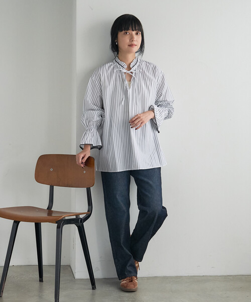 FREAK'S STORE(フリークスストア)の「フリル襟ブラウス(シャツ/ブラウス・レディース・ブルー/オフホワイト/ネイビー・フリ-)」の19枚目の写真