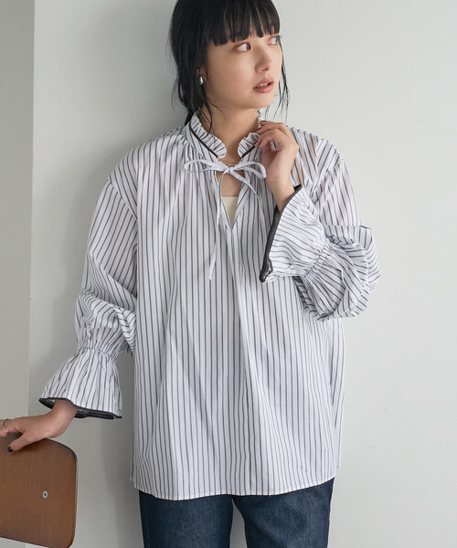 FREAK'S STORE(フリークスストア)の「フリル襟ブラウス(シャツ/ブラウス・レディース・ブルー/オフホワイト/ネイビー・フリ-)」の22枚目の写真