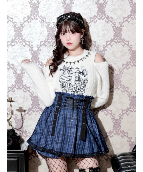 NOEMIE（ノエミー）の「レースアップバックルベルトスタッズスカパン（スカート・レディース・ブルー/ブラック/ピンク/ダークグレー・M/S）」の10枚目の写真