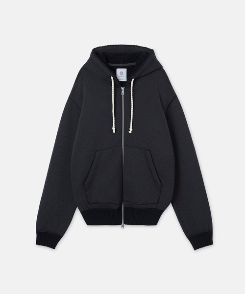 SEAGREEN(シーグリーン)の「SEAGREEN(シーグリーン) FRENCH TERRY KNIT ZIP HOODIE フレンチテディニットジップフーディ(パーカー・メンズ・ブラック/モカ・3/2)」の4枚目の写真