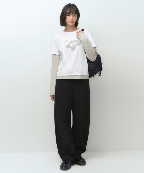 MUSINSA STANDARD WOMAN（ムシンサスタンダードウーマン）の「[オヘシオコラボ] コットンカーブパンツ [ブラック]（その他パンツ・レディース・その他・X-SMALL/SMALL/MEDIUM/LARGE）」の2枚目の写真