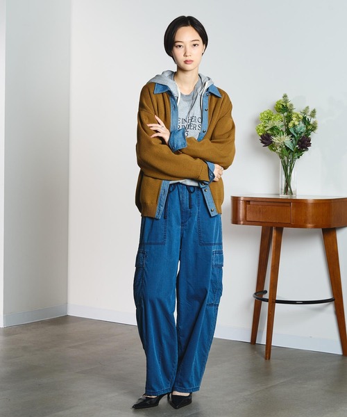 GENE HEAVENS(ジーンヘブンズ)の「GENE HEAVENS/KNIT x DENIM CARDIGAN(ニット/セーター・レディース・マスタード/グレー・ONE SIZE)」の10枚目の写真