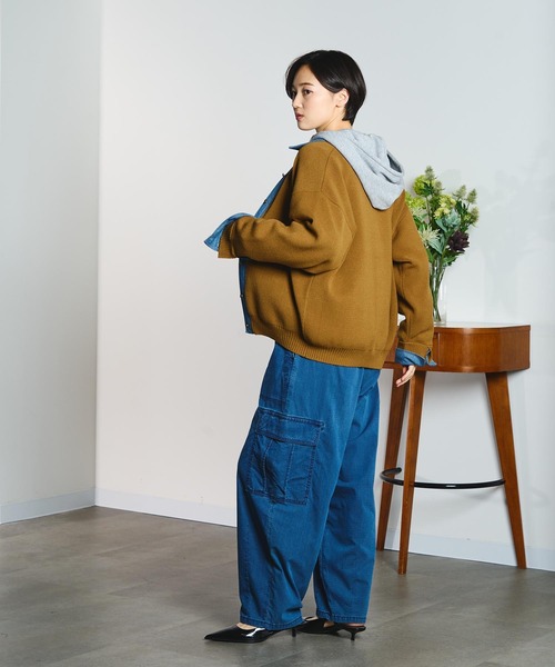 GENE HEAVENS(ジーンヘブンズ)の「GENE HEAVENS/KNIT x DENIM CARDIGAN(ニット/セーター・レディース・マスタード/グレー・ONE SIZE)」の12枚目の写真