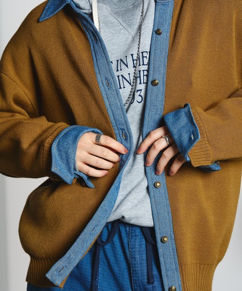 GENE HEAVENS(ジーンヘブンズ)の「GENE HEAVENS/KNIT x DENIM CARDIGAN(ニット/セーター・レディース・マスタード/グレー・ONE SIZE)」の14枚目の写真