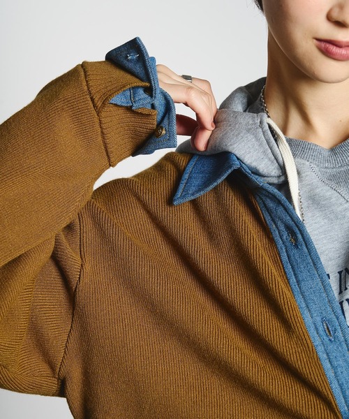 GENE HEAVENS(ジーンヘブンズ)の「GENE HEAVENS/KNIT x DENIM CARDIGAN(ニット/セーター・レディース・マスタード/グレー・ONE SIZE)」の15枚目の写真