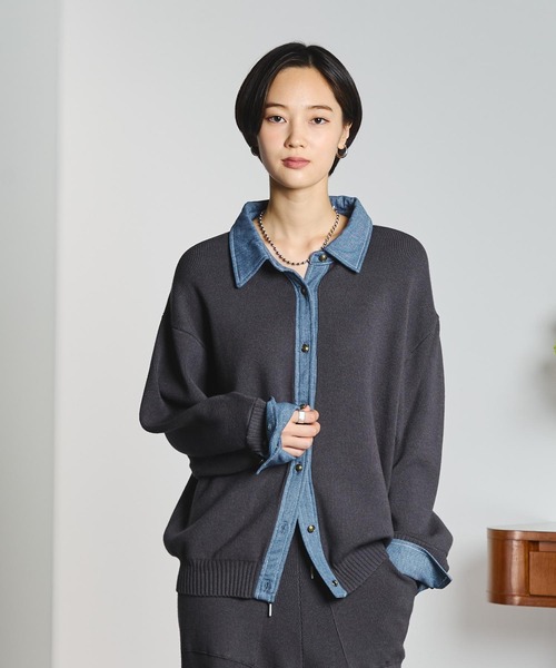 GENE HEAVENS(ジーンヘブンズ)の「GENE HEAVENS/KNIT x DENIM CARDIGAN(ニット/セーター・レディース・マスタード/グレー・ONE SIZE)」の18枚目の写真