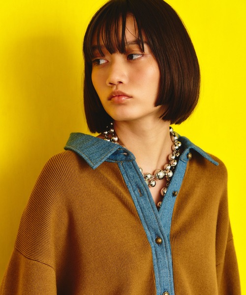 GENE HEAVENS(ジーンヘブンズ)の「GENE HEAVENS/KNIT x DENIM CARDIGAN(ニット/セーター・レディース・マスタード/グレー・ONE SIZE)」の17枚目の写真