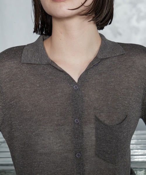 OFROOM(オフルーム)の「【2026秋冬新作】Sheer Knit Polo Cardigan|シアーニットポロカーディガン(カーディガン/ボレロ・レディース・アイボリー/イエロー/グレー・FREE)」の22枚目の写真