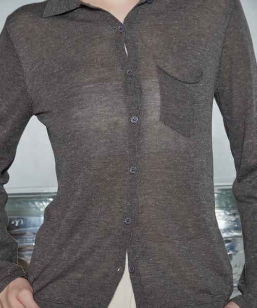OFROOM(オフルーム)の「【2026秋冬新作】Sheer Knit Polo Cardigan|シアーニットポロカーディガン(カーディガン/ボレロ・レディース・アイボリー/イエロー/グレー・FREE)」の13枚目の写真