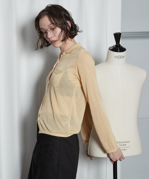 OFROOM(オフルーム)の「【2026秋冬新作】Sheer Knit Polo Cardigan|シアーニットポロカーディガン(カーディガン/ボレロ・レディース・アイボリー/イエロー/グレー・FREE)」の17枚目の写真