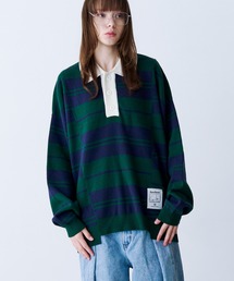 【UNISEX】BORDER KNIT POLO/ボーダーニットポロシャツ