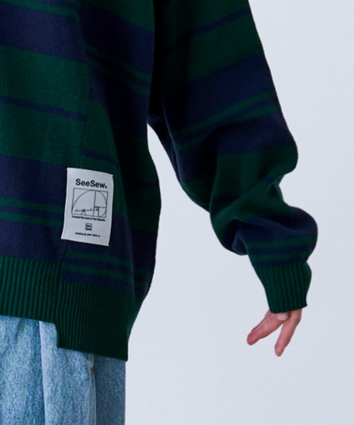 SeeSew(シーソー)の「【UNISEX】BORDER KNIT POLO/ボーダーニットポロシャツ(ポロシャツ・メンズ・イエロー/ネイビー・L/M)」の22枚目の写真