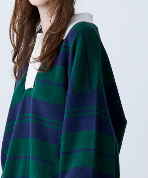 SeeSew(シーソー)の「【UNISEX】BORDER KNIT POLO/ボーダーニットポロシャツ(ポロシャツ・メンズ・イエロー/ネイビー・L/M)」の21枚目の写真