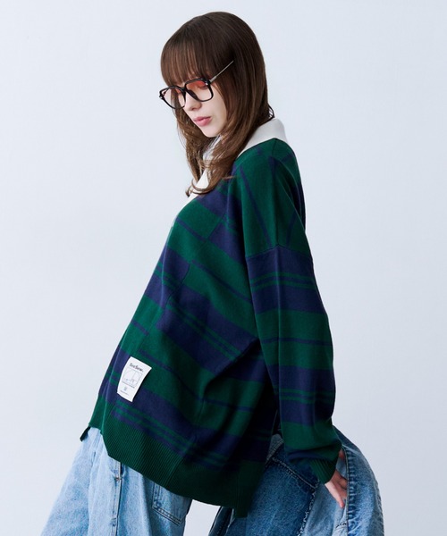 SeeSew(シーソー)の「【UNISEX】BORDER KNIT POLO/ボーダーニットポロシャツ(ポロシャツ・メンズ・イエロー/ネイビー・L/M)」の19枚目の写真