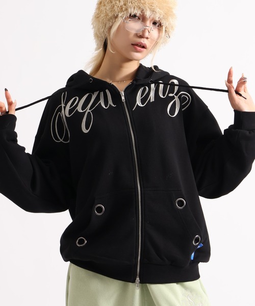SEQUENZ/シークエンズ】ダブルジップアイレットパーカー/EYELET ZIP P