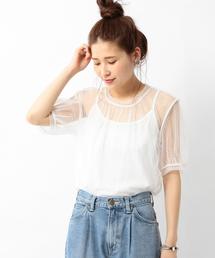 Another Edition | ドットチュールハイネックショートスリーブブラウス/ AEMFC DOTチュール H/N　SSL(シャツ/ブラウス)