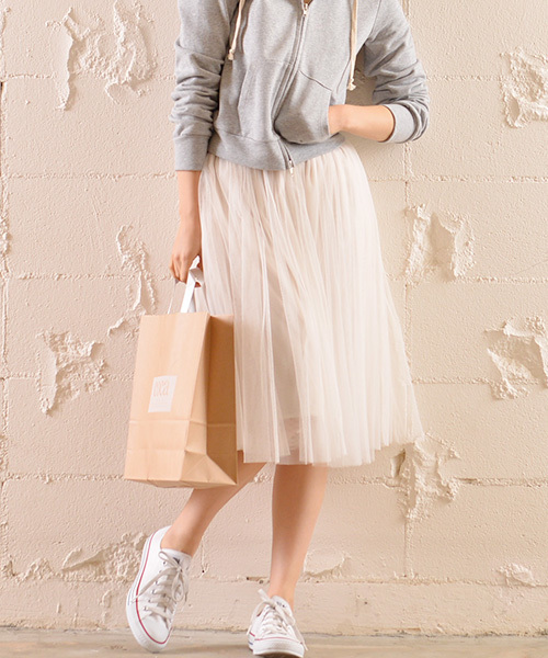 coca（coca）（コカ）の「ふんわりチュールスカート（スカート・レディース・グレー/ネイビー/アイボリー/ブラック/カーキ/ライトグレー・ONESIZE/ONE SIZE）」の2枚目の写真