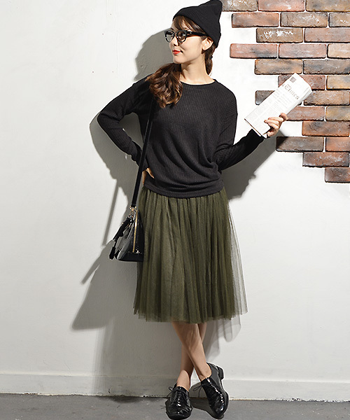 coca（coca）（コカ）の「ふんわりチュールスカート（スカート・レディース・グレー/ネイビー/アイボリー/ブラック/カーキ/ライトグレー・ONESIZE/ONE SIZE）」の12枚目の写真