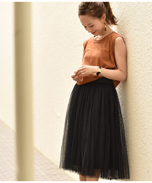 coca（coca）（コカ）の「ふんわりチュールスカート（スカート・レディース・グレー/ネイビー/アイボリー/ブラック/カーキ/ライトグレー・ONESIZE/ONE SIZE）」の7枚目の写真