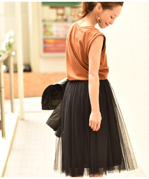 coca（coca）（コカ）の「ふんわりチュールスカート（スカート・レディース・グレー/ネイビー/アイボリー/ブラック/カーキ/ライトグレー・ONESIZE/ONE SIZE）」の9枚目の写真