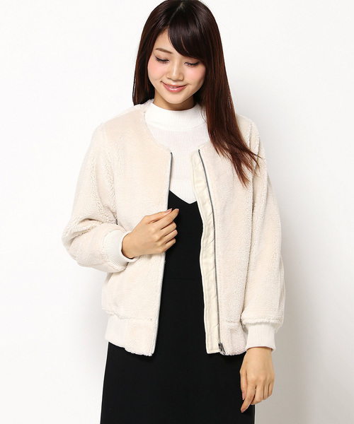 LBC(エルビーシー)の「ボアブルゾン (ブルゾン・レディース・オフホワイト/ライトブラウン・LARGE/MEDIUM)」の1枚目の写真