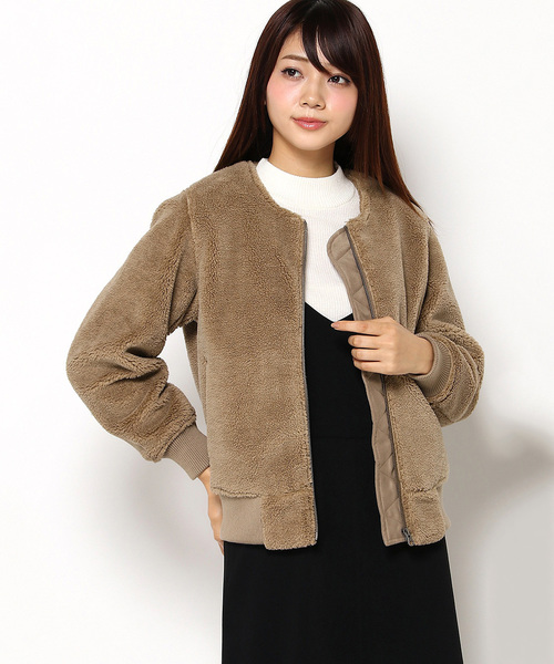 LBC(エルビーシー)の「ボアブルゾン (ブルゾン・レディース・オフホワイト/ライトブラウン・LARGE/MEDIUM)」の2枚目の写真