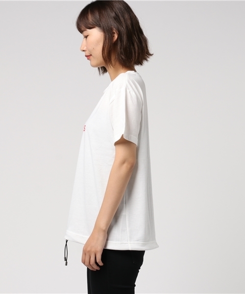 VENCEEXCHANGE（ヴァンスエクスチェンジ）の「裾ヒモロゴプリントTシャツ              （Tシャツ/カットソー・レディース・オフホワイト/ブラック・MEDIUM）」の6枚目の写真