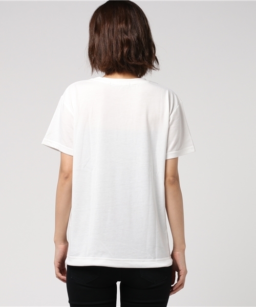 VENCEEXCHANGE（ヴァンスエクスチェンジ）の「裾ヒモロゴプリントTシャツ              （Tシャツ/カットソー・レディース・オフホワイト/ブラック・MEDIUM）」の7枚目の写真