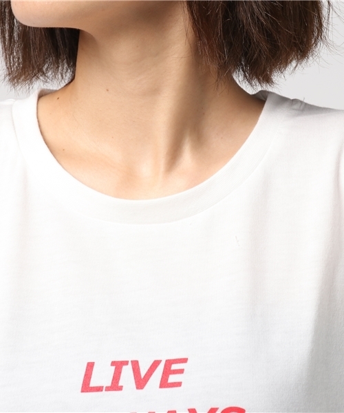 VENCEEXCHANGE（ヴァンスエクスチェンジ）の「裾ヒモロゴプリントTシャツ              （Tシャツ/カットソー・レディース・オフホワイト/ブラック・MEDIUM）」の8枚目の写真