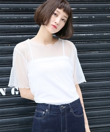 LOWRYS FARM | ★セットアイテム★ドットチュール＆キャミソール　764406 (Tシャツ/カットソー)