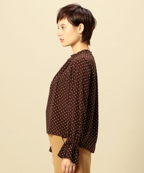 BEAUTY&YOUTH UNITED ARROWS(ビューティーアンドユースユナイテッドアローズ)の「BY ドットスタンドカラ―フリルスリーブブラウス ◆(シャツ/ブラウス・レディース・ブラック/ブラウン・FREE)」の5枚目の写真