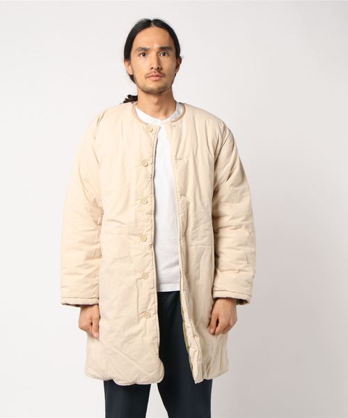GREEN BOWL(グリーンボウル)の「GREEN BOWL No-collar Liner Long Jacket/グリーンボウルノーカラーライナーロングコート(ノーカラージャケット・メンズ・オリーブ/ネイビー/ベージュ/ブラウン系その他/クリーム・38/40)」の14枚目の写真