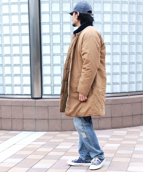 GREEN BOWL(グリーンボウル)の「GREEN BOWL No-collar Liner Long Jacket/グリーンボウルノーカラーライナーロングコート(ノーカラージャケット・メンズ・オリーブ/ネイビー/ベージュ/ブラウン系その他/クリーム・38/40)」の12枚目の写真