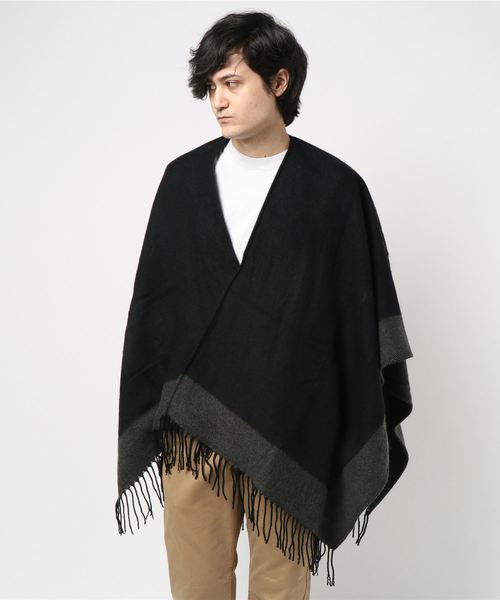 ８(eight)（エイト）の「裾ライン ポンチョ 大判 ストール（ポンチョ・メンズ・ブラック/ネイビー/グレー・FREE）」の13枚目の写真