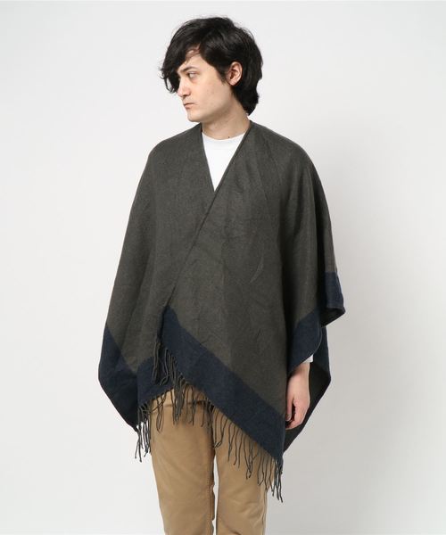 ８(eight)（エイト）の「裾ライン ポンチョ 大判 ストール（ポンチョ・メンズ・ブラック/ネイビー/グレー・FREE）」の14枚目の写真