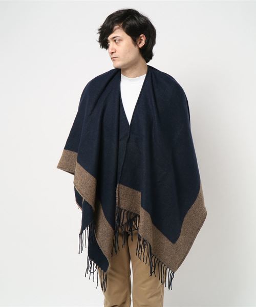 ８(eight)（エイト）の「裾ライン ポンチョ 大判 ストール（ポンチョ・メンズ・ブラック/ネイビー/グレー・FREE）」の15枚目の写真