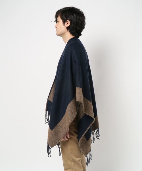 ８(eight)（エイト）の「裾ライン ポンチョ 大判 ストール（ポンチョ・メンズ・ブラック/ネイビー/グレー・FREE）」の16枚目の写真