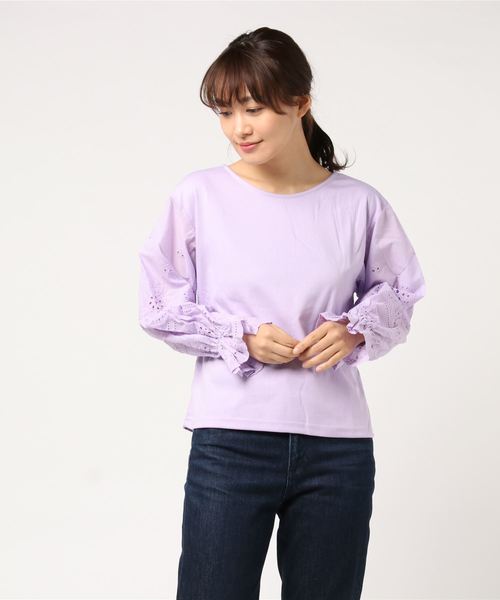 LIPSTAR(リップスター)の「レーススリーブ切り替えカットソー(Tシャツ/カットソー・レディース・オフホワイト/パープル/ブラック・M)」の21枚目の写真