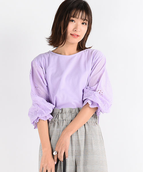 LIPSTAR(リップスター)の「レーススリーブ切り替えカットソー(Tシャツ/カットソー・レディース・オフホワイト/パープル/ブラック・M)」の20枚目の写真