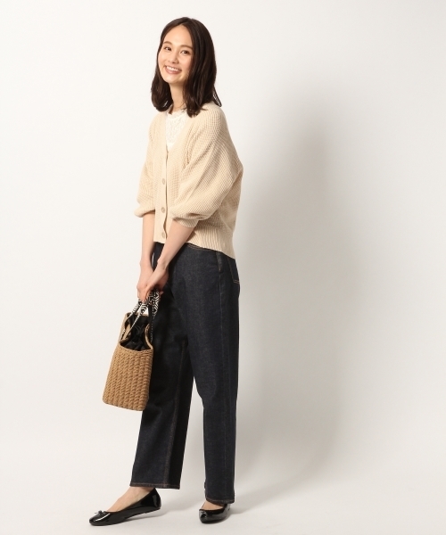 GLOBAL WORK(グローバルワーク)の「【ウォッシャブル】ワッフルバルーンスリーブカーデ/780923(カーディガン/ボレロ・レディース・ブラック/ベージュ/グレー/イエロー・LARGE/MEDIUM)」の7枚目の写真