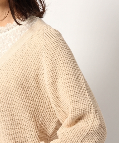 GLOBAL WORK(グローバルワーク)の「【ウォッシャブル】ワッフルバルーンスリーブカーデ/780923(カーディガン/ボレロ・レディース・ブラック/ベージュ/グレー/イエロー・LARGE/MEDIUM)」の11枚目の写真