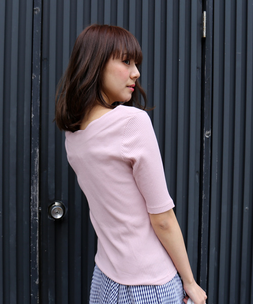 MARBLE WALTS(マーブルワルツ)の「スカラップリブカットソー 5分袖(Tシャツ/カットソー・レディース・オフホワイト/ブラック/ネイビー/ピンク・L/M)」の10枚目の写真