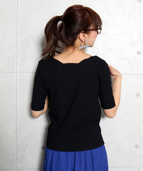 MARBLE WALTS(マーブルワルツ)の「スカラップリブカットソー 5分袖(Tシャツ/カットソー・レディース・オフホワイト/ブラック/ネイビー/ピンク・L/M)」の20枚目の写真