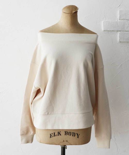 M y u（ミュー）の「2way美ライン♪裏毛オフショルスウェット（スウェット・レディース・アイボリー/グレー・M）」の15枚目の写真