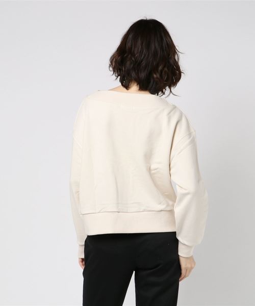 M y u（ミュー）の「2way美ライン♪裏毛オフショルスウェット（スウェット・レディース・アイボリー/グレー・M）」の4枚目の写真